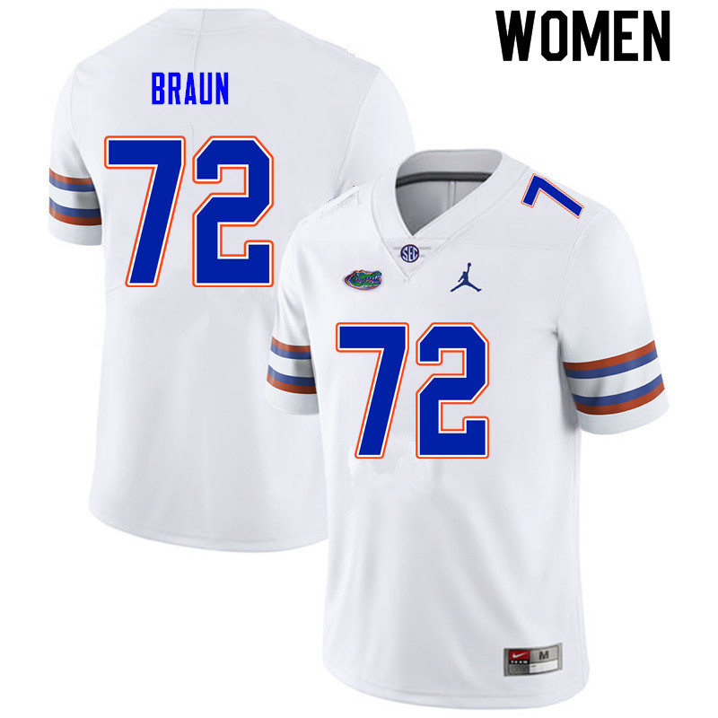 Women #72 Josh Braun Florida Gators College Football Jerseys Sale-White